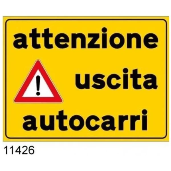 Segnale temporaneo da cantiere 90×60 attenzione uscita autocarri