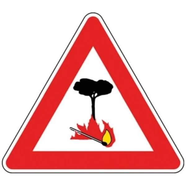 Segnale triangolare cm90 pericolo di incendio figura ii 34 art.102  classe 1