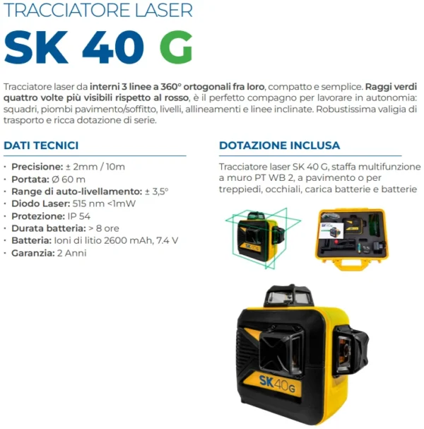 Livella laser sk40 g da interni a 360° completo di treppiede spektra - immagine 2